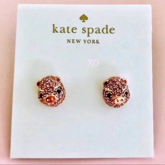 $68 Kate Spade Imagination Pave Pink Pig Stud Earrings - Picture 4 of 5